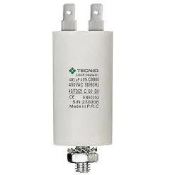 Condensateur de démarrage pour moteurs électriques, 450V, capacité : 40 microfarad, 4 broches / M8