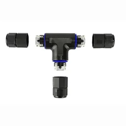 Connecteur de câble étanche en T IP68 3 fils noir
