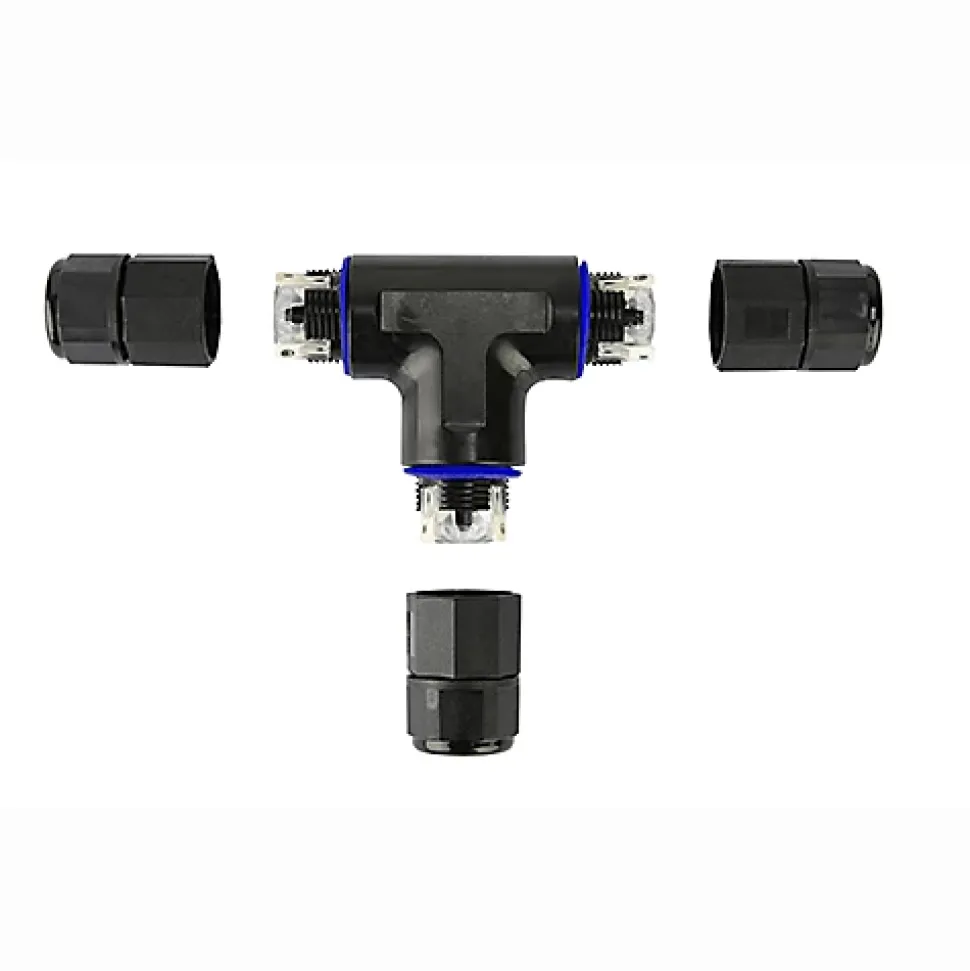 Connecteur de câble étanche en T IP68 3 fils noir