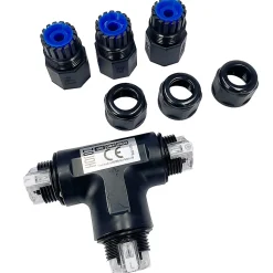Connecteur de câble étanche en T IP68 3 fils noir