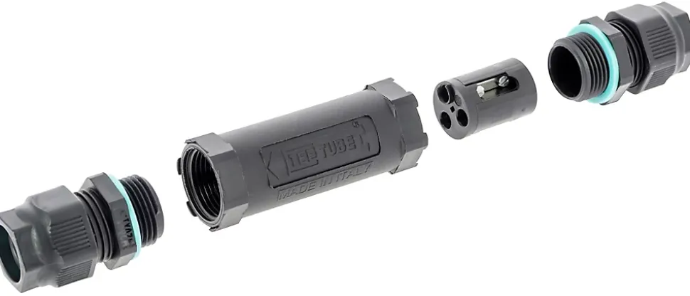 Connecteur droit tube 3 pôles IP68 Diall noir