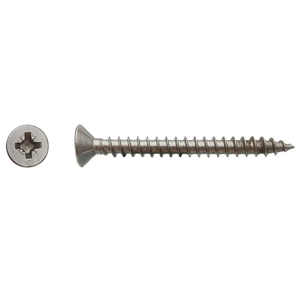 4 Coques de 100 Vis Bois Tête Fraisée Pozidriv 4 x 25 mm - Inox A2 - D-Work
