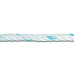 Corde polypropylène 20mm Blanche fil bleu au mètre