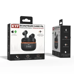 Écouteurs Bluetooth réduction bruit ANC -45dB, ENC -40dB et boitier de charge