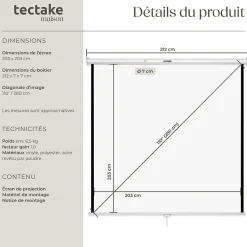 Écran de projection extensible mural en polyester blanc