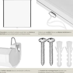 Écran de projection extensible mural en polyester blanc