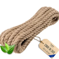 Creative Deco 30m Corde de Jute Epaisseur 20mm - Personnalisation Possible Tous les 5m - Corde Solide - Torsadé Fibres Naturelles