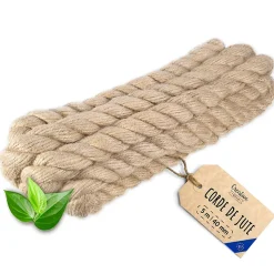 Creative Deco 10m Corde de Jute Epaisseur 14mm - Personnalisation Possible Tous les 5m - Corde Solide - Fibres Naturelles