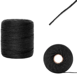Creative Deco 3mm x 200m Corde Macramé Noir - Fil de Coton et Polyester - +/- 0.5 mm Épaisseur - Decoration Jardinage Emballage