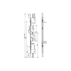 Crémone barillet axe 28mm longueur 1780mm ajustable haut et bas - FERCO - G-24452-18-L-1