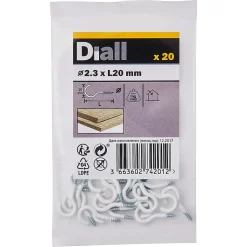 Crochet rond à visser en acier plastifié blanc 20x12 mm - 20 pièces
