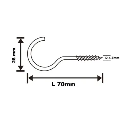 Crochet rond à visser en acier zingué 30x15 mm - 4 pièces