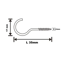 Crochet rond à visser en acier zingué 35x19 mm - 250 pièces