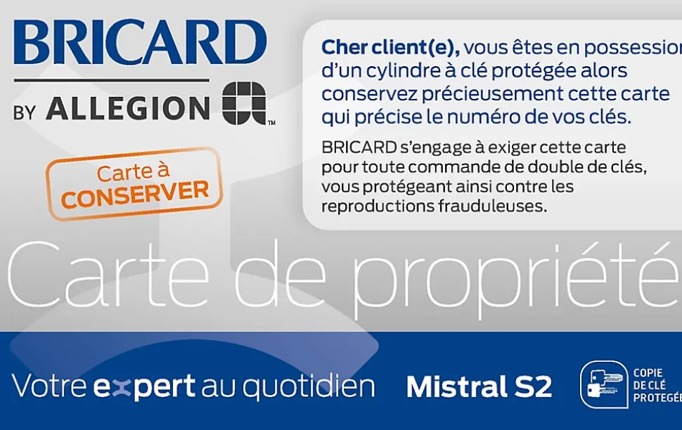 Cylindre débrayable Bricard mistral à 2 entrées 30x40 mm avec clés
