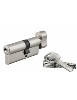 Cylindre de serrure à bouton débrayable Trafic 6, 30x40mm, anti-arrachement, anti-perçage, nickel, 5 clés longues - THIRARD