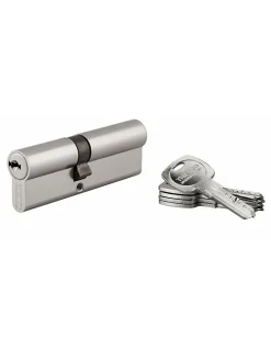 Cylindre de serrure double entrée Trafic 6, 40x50mm, nickel, anti-arrachement, anti-perçage, 5 clés - THIRARD
