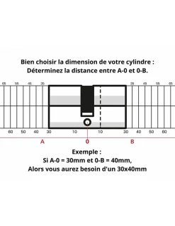 Cylindre de serrure double entrée, 30x80mm, anti-arrachement, laiton, 3 clés - THIRARD