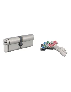 Cylindre de serrure double entrée T2, 45x45mm, nickel, débrayable, 5 clés - THIRARD