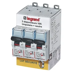 Disjoncteur DNX3 unipolaire + neutre 10A Legrand vendu par 3 pièces