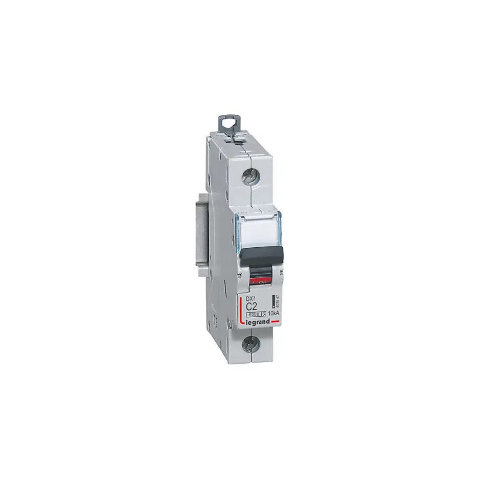407647 Disjoncteur Unipolaire 2a - 1p Courbe C - 6/10ka - à Vis - Legrand Dx3