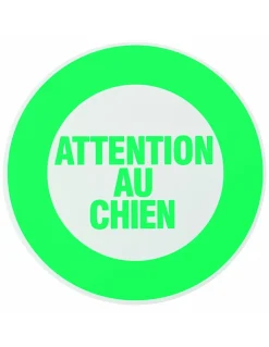 Disque de signalisation Attention au chien, polystyrène rigide adhésif, diamètre 180mm - THIRARD