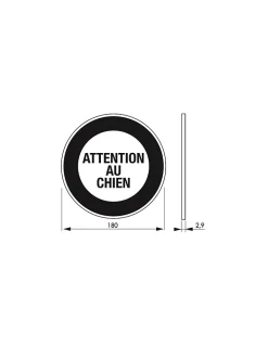 Disque de signalisation Attention au chien, polystyrène rigide adhésif, diamètre 180mm - THIRARD
