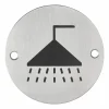 Disque de signalisation Douche , à visser, inox brossé, marquage noir, diamètre 76mm - THIRARD