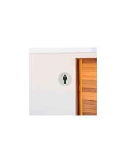 Disque de signalisation WC Homme , à visser, inox brossé, marquage noir, diamètre 76mm - THIRARD