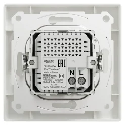 Double chargeur usb A + C complet Schneider Electric Asfora blanc