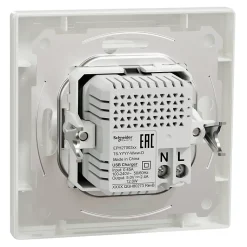 Double chargeur usb A + C complet Schneider Electric Asfora blanc