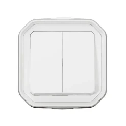 Double interrupteur Legrand Plexo blanc en saillie