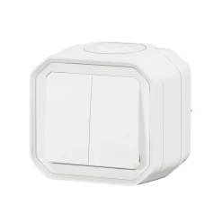 Double interrupteur Legrand Plexo blanc en saillie