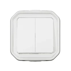 Double interrupteur Legrand Plexo blanc en saillie