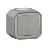 Double interrupteur Legrand Plexo gris en saillie