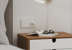 Double prise avec terre prêt câblée Jacobsen Espen blanc composable