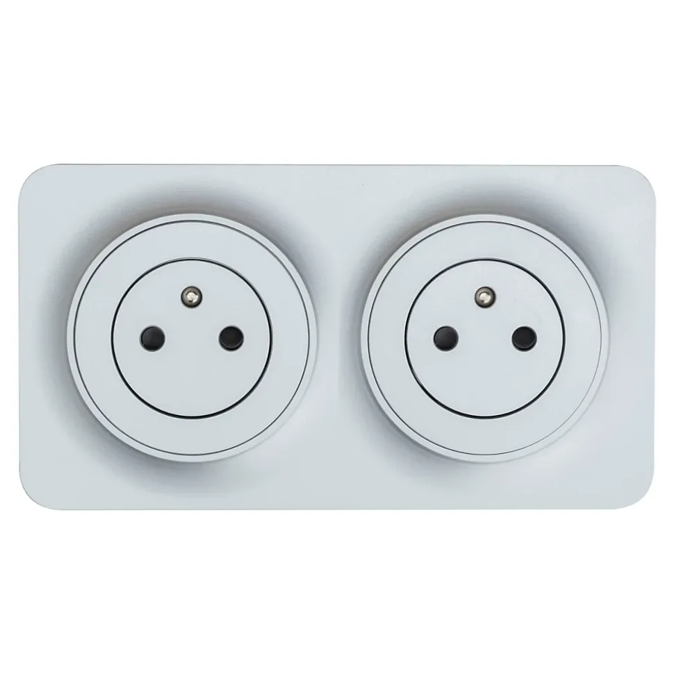 Double prise avec terre prêt câblée Jacobsen Espen aluminium composable