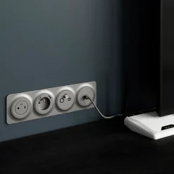 Double prise avec terre prêt câblée Jacobsen Espen aluminium composable