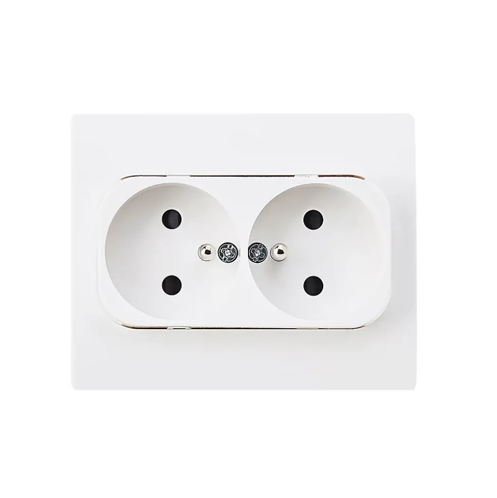 Double prise en saillie blanc complet