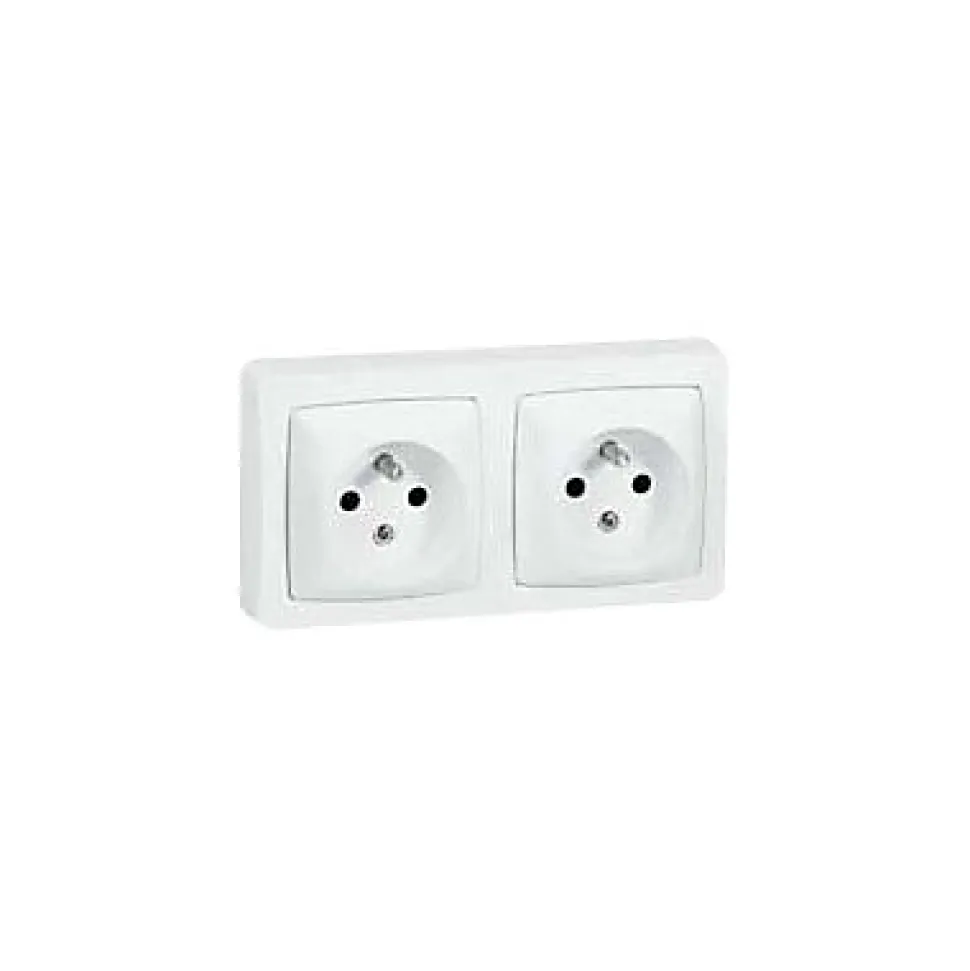 Double prise 2 pôles+terre horizontale ASL Legrand blanc