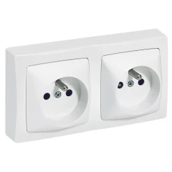 Double prise 2 pôles+terre horizontale ASL Legrand blanc