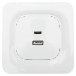 Double prise USB-A+C Jacobsen Kennet blanc complet