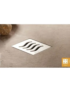 Drain de douche carré en acier inoxydable CONFLUO TIDE 15x15 cm