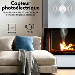 Détecteur de fumée Aroha Safety Pro Mini - Batterie 10 ans - Détecteur de fumée - Alarme incendie