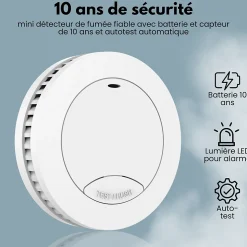 Détecteur de fumée Aroha Safety Pro Mini - Batterie 10 ans - Détecteur de fumée - Alarme incendie
