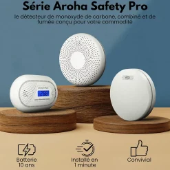 Détecteur de fumée Aroha Safety Pro - Batterie 10 ans - Détecteur de fumée - Alarme incendie - 3 pièces