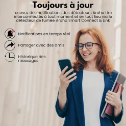 Détecteur de fumée Aroha Smart Connect & Link connectable et WiFi - Alarme incendie connecte Tuya et Smartlife - 2 pieces