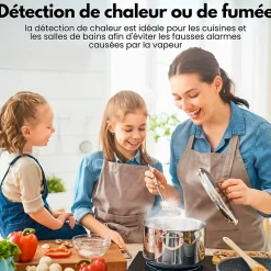 Détecteur de fumée/chaleur connectable Aroha Link - Batterie 10 ans - Capteur de fumée interconnecté - Alarme incendie - Pack de 3