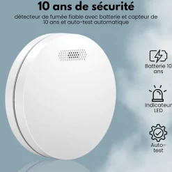 Détecteur de fumée connectable Aroha Link - Batterie 10 ans - Capteur de fumée interconnecté - Alarme incendie - 2 pièces