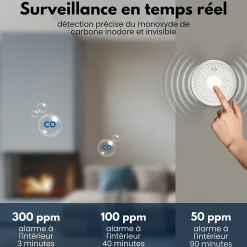 Détecteur de fumée et de monoxyde de carbone interconnecté Aroha Link - Alarme incendie et CO interconnectable - 2 pièces