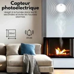 Détecteur de fumée et de monoxyde de carbone Aroha Safety Pro Sleep Line - Batterie 10 ans - Alarme incendie et de CO - 5 pièces
